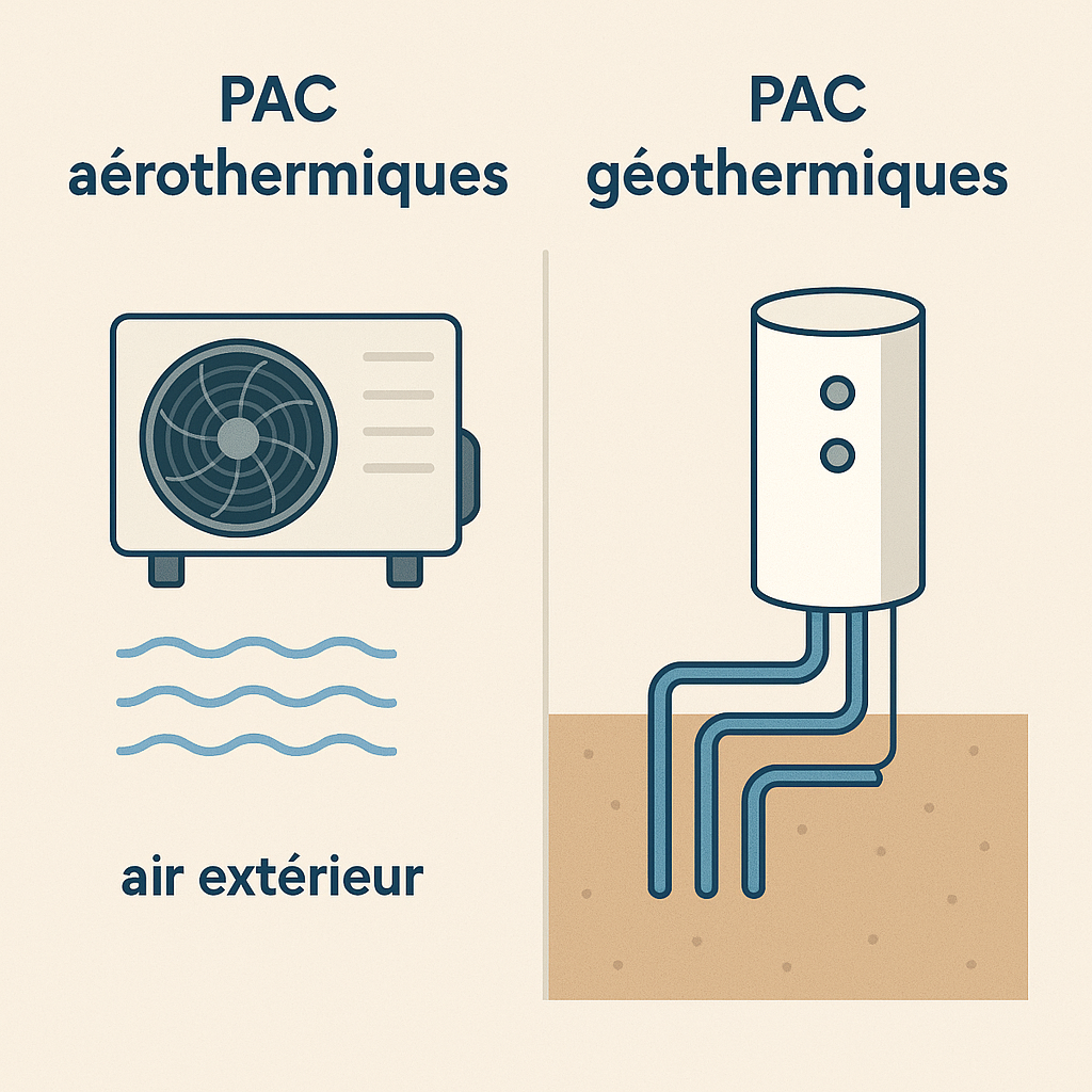 illustration pac géothermique et aérothermique